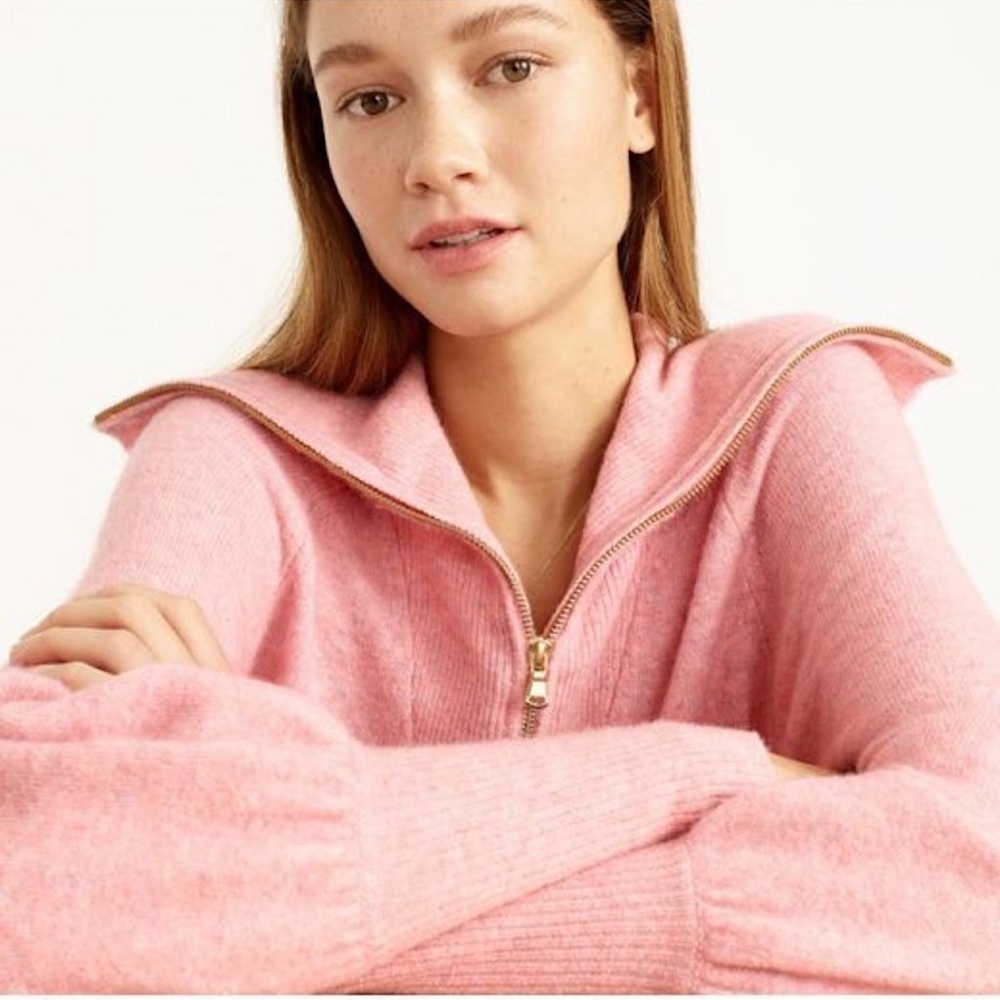 J.Crew Pink Half-Zip Sweater Dress in Super Soft Yarn sz XS - Picture 3 of 15